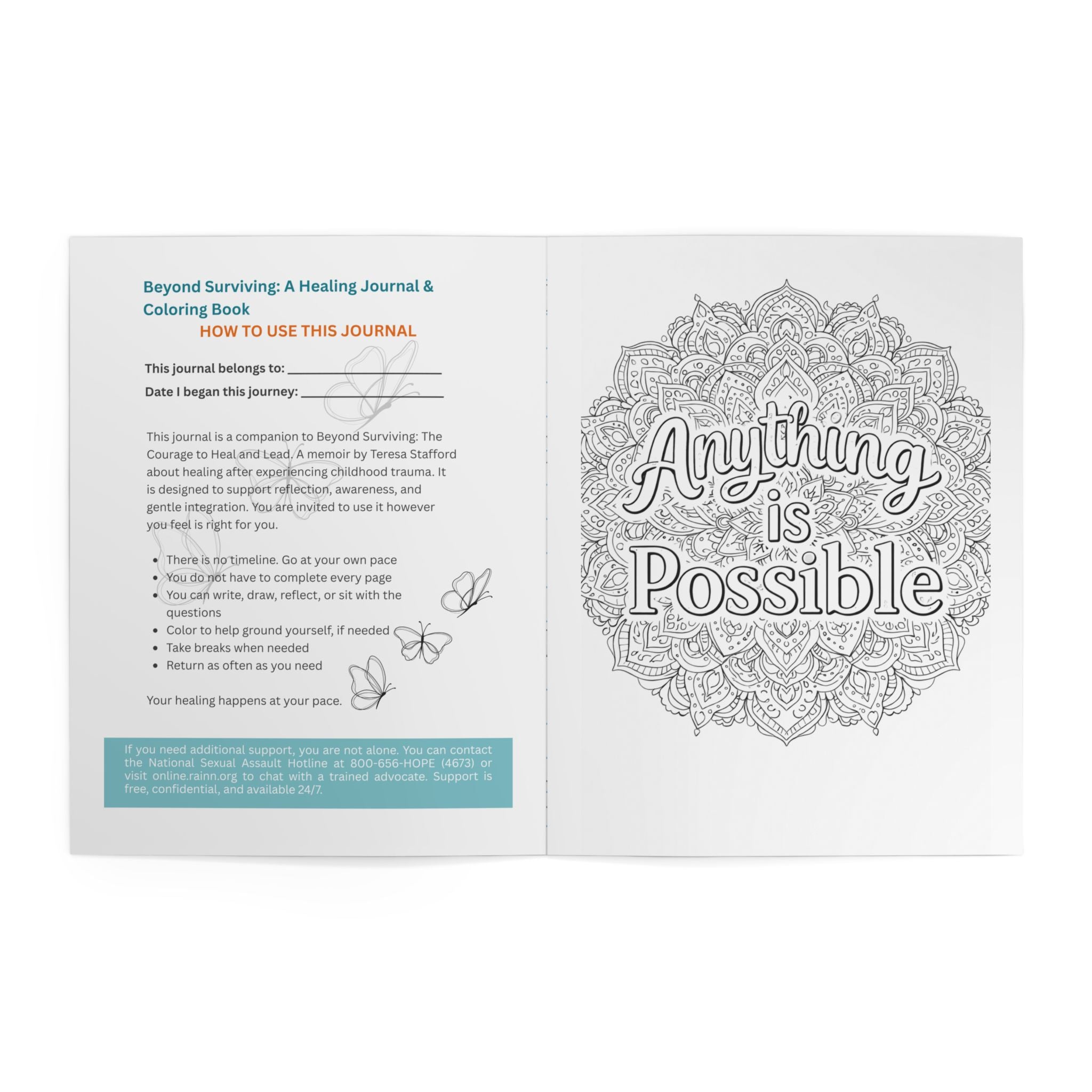 Beyond Surviving: A Healing Journal and Coloring Book